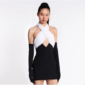 Miscreants NWT Aidrianna Mini Dress - Black / White - NO GLOVES - SMALL